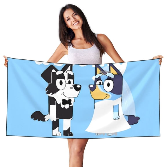 Johaoi Bluey Pattern Microfiber Thin Beach Towel,Sand Free Quick Dry Towels for Swimming Pool Camping Beach Accessories Travel Things,27.5x55in