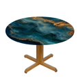 thumbnail image 3 of PIKWEEK Waterproof Gold and Blue Abstract Art Round Tablecloth White, 3 of 8