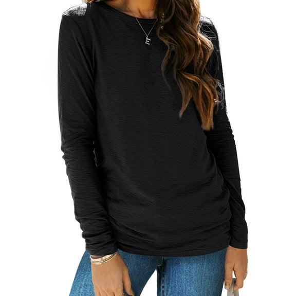 UVN Womens Shirts Crewneck Long Sleeve Tshirts Fall Casual Ladies Tops