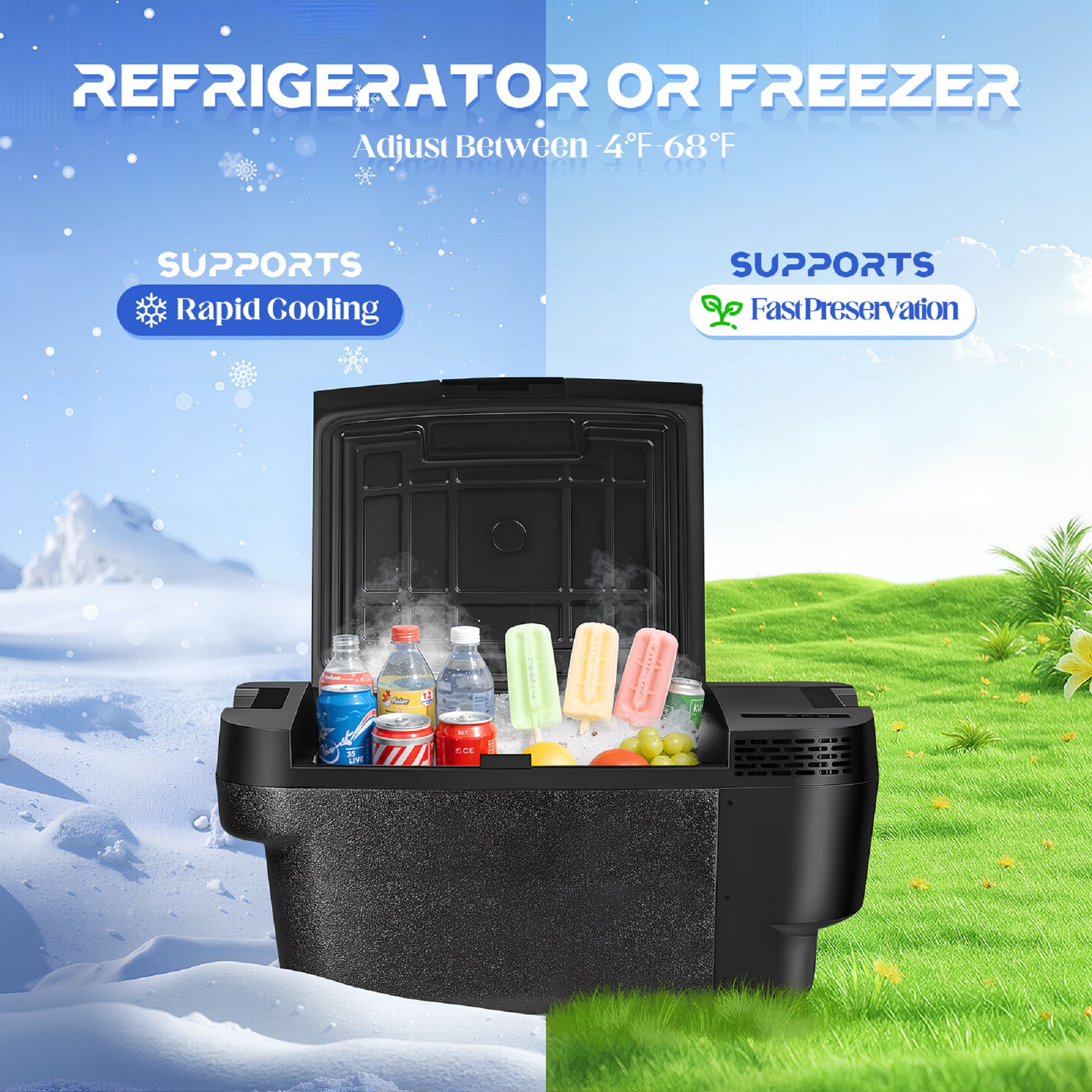 Car Refrigerator Compatible for Tesla Model Y - Ultra Quiet - 4℉~68℉ Car Freezer 35L - Energy Efficient Trunk Fridge for Camping Road Trips Home Use