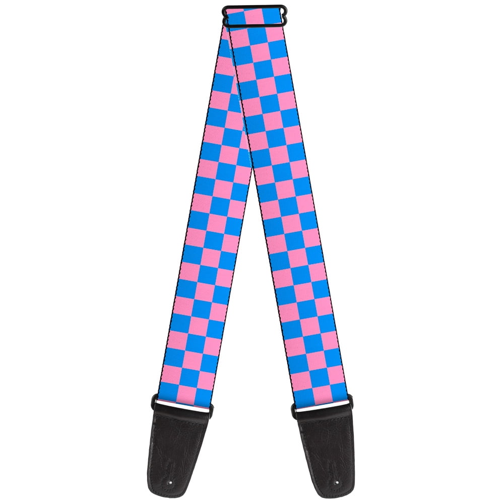 Buckle-Down Guitar Strap, Checker Baby Pink Baby Blue, 2 Inches Wide