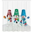 thumbnail image 3 of Ambesonne Snowman Shower Curtain, Scarfs Mittens and Buckets, 69"Wx75"L, Multicolor, 3 of 3
