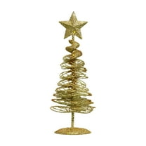 Lilixerw Metal Christmas Tree Decor,6.3Inch Gold Tabletop Xmas Tree with Glitter Star for Holiday Home Table Festive Decorations