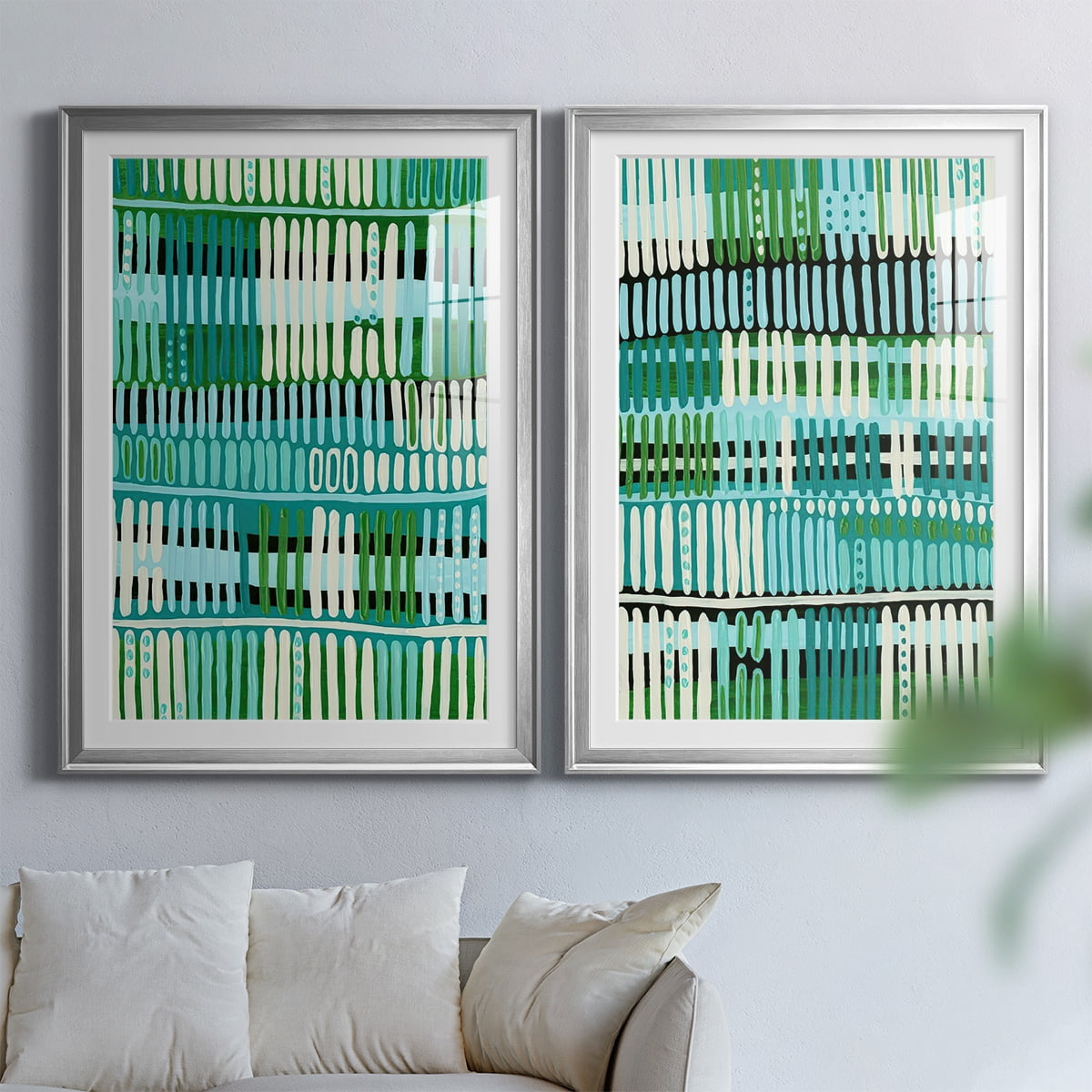 Wexford Home Teal Pattern I Premium Framed Print, 18.5" x 24.5" - Ready to Hang, Silver (Set of 2)