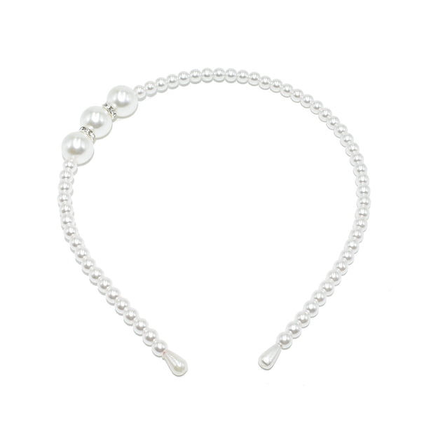 Diadema de perlas de gran tamaño hecha a mano con cuentas para accesorios para el cabello de adultos, diadema de perlas brillantes, artículo digno de regalo