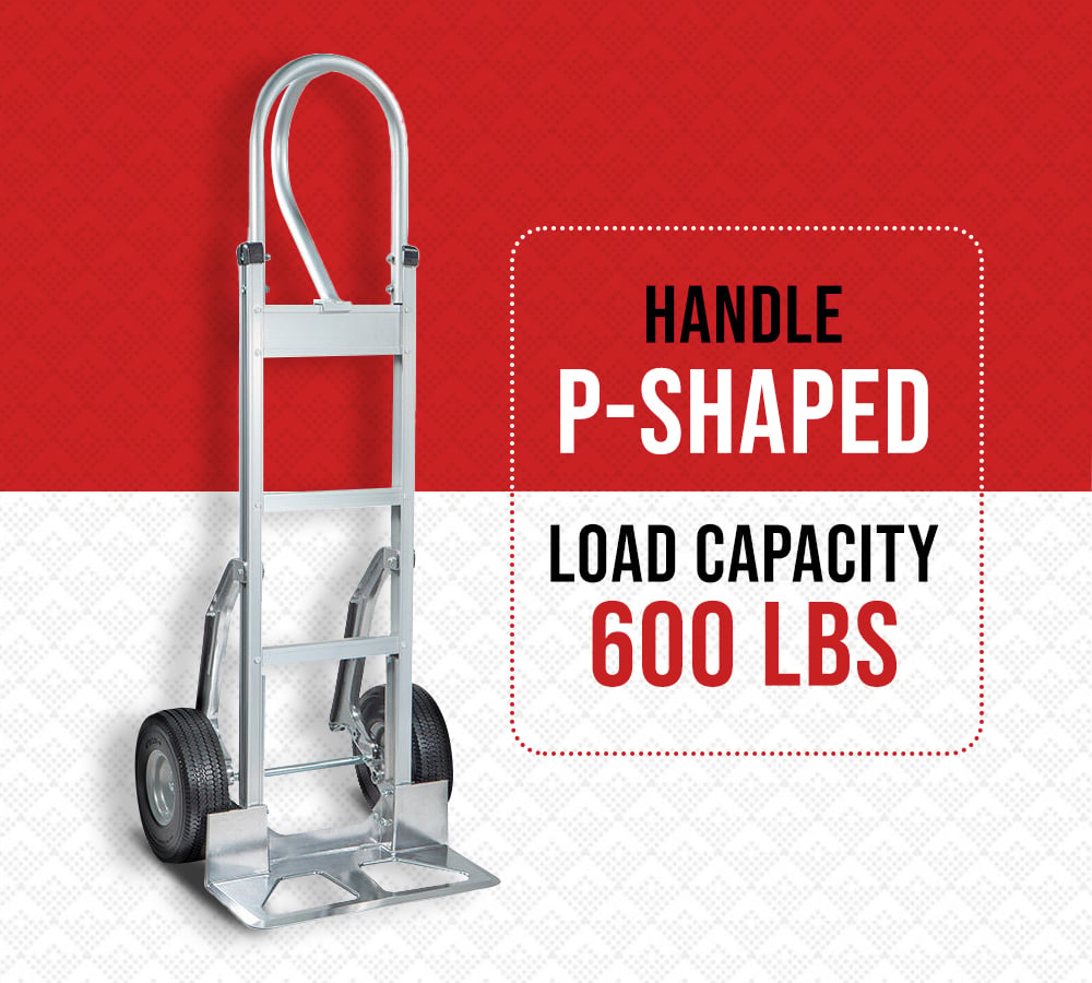 2 Pack 600 lbs Aluminum Hand Truck Heavy Duty Dolly with P Handle & 10" Caster Wheels - Hand Truck with Skid Bars & Vertical Loop Handle - 52.3" x 17.5" with 19.3" x 7.5" Nose Plate