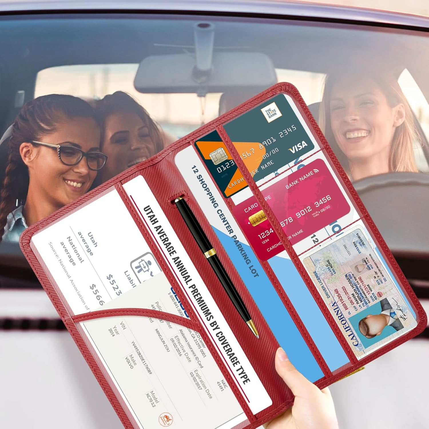 CoBak Car Registration and Insurance Holder - Vehicle Glove Box Car Organizer, Auto Truck Comparment Accessories Case with Magnetic Closure for Essential Document, Driver License, Cards