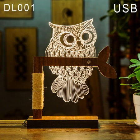 

3D LED Dimmable Bed Light Table Desk Reading Wood Lamp Night Light Home Decor New