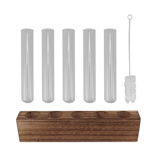 Glass Plant Propagation Station, Plant Propagation Tubes, Desktop Terrarium with Wooden Stand, Mini Test Tube, Home Decor, 5 Tubes