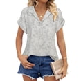 thumbnail image 3 of UVN Blouses for Women Summer Short Sleeve Work Shirts Dressy Casual V Neck Print Tops, 3 of 9