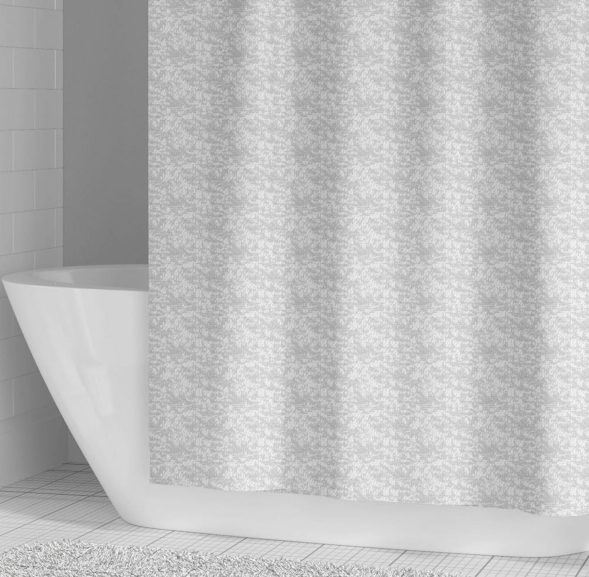Better Homes & Gardens Tonal Textured Weave Shower Curtain – Silver Grey & White, 72" x 72" – Cotton Blend, Spa-Inspired Bathroom Décor