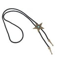 thumbnail image 3 of Cuerda de cuero negro de cuero Western Cowboy Rodeo Bolo Tie Latón antiguo Jinwen Collar de lazo occidental de Bolo, 3 of 6