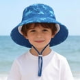 thumbnail image 2 of jobturf Boys Sun Hat Wide Brim Adjustable Chin Strap Bucket Hats UV Protection Cotton Summer Beach Hat for Girls Size&nbsp;1-8 Years, 2 of 9
