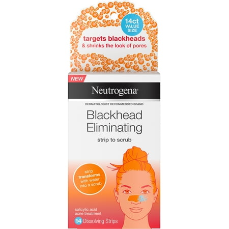 2 Pack - Neutrogena Blackhead Eliminating Pore Strip to Facial Scrub with Salicylic Acid Acne Treatment, Oil-Free &