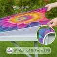 thumbnail image 6 of Rainbow Tie Dye Floral Pattern Square Fitted Tablecloth with Elastic Edge,Square Table Cover,Washable Elastic Table Cover for Home Kitchen Party Decor 36"x36", 6 of 6