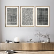 HPNIUB Geometric Line Framed Canvas Wall Art Modern Abstract Minimalist Painting Neutral Decor Set of 3 for Living Room Bedroom Office 24x36 Inch