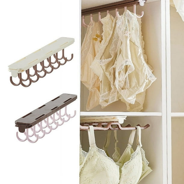 Percha Retráctil Extraíble, Organizador Armario Multifuncional, Diseño de Doble Gancho, Fácil de Guardar, Sin Necesidad de Perforar, Ahorra Espacio, Elegante Material Abs, 1 Paquete
