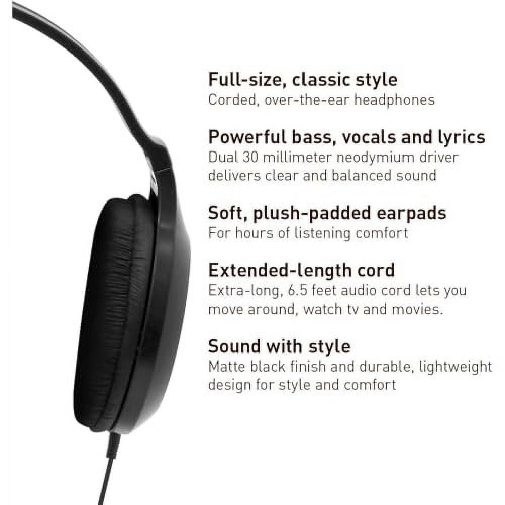 Panasonic Headphones, Lightweight Over the Ear Wired Headphones with Clear Sound and XBS for Extra Bass, Long Cord, 3.5mm Jack for Phones and Laptops  RP-HT161-K Black