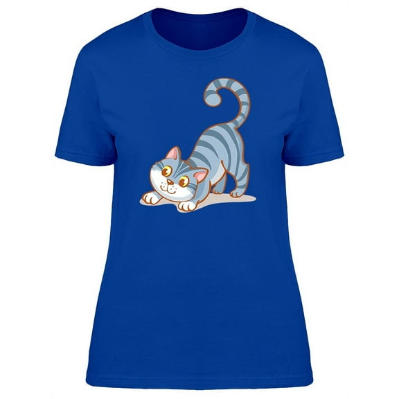 Little Gray Kitten Playing T-Shirt Women -Image by Shutterstock, Female Small