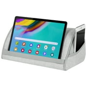 LapGear Microbead Tablet Pillow with Phone Pocket, Gray Herringbone