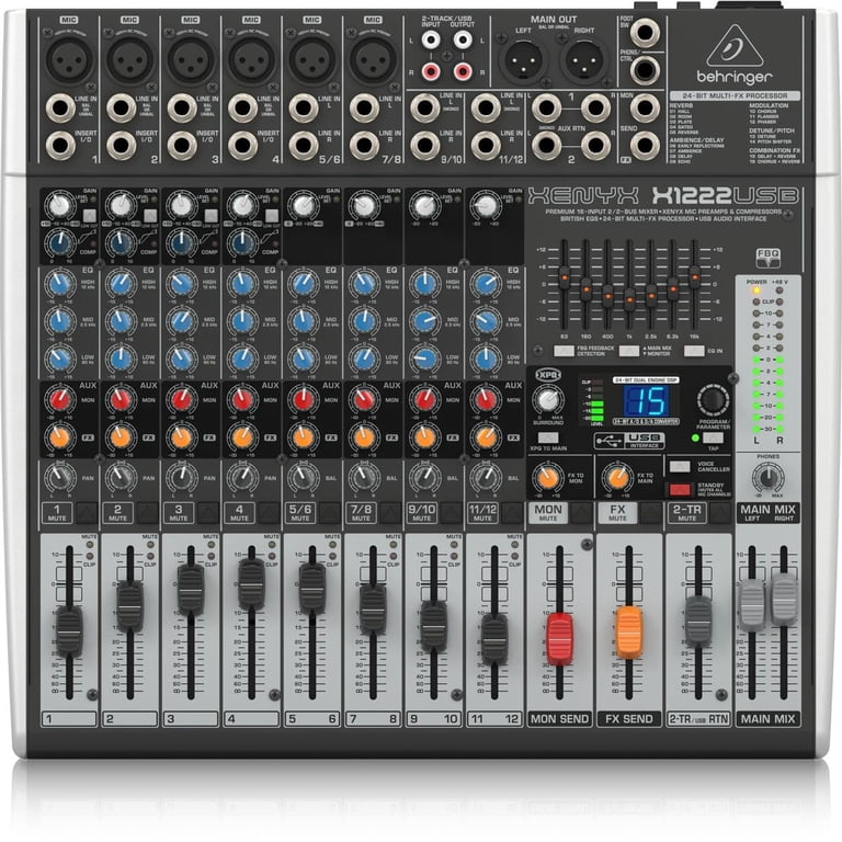 Behringer XENYX X1222USB Premium 12-Input 2/2-Bus Mixer with XENYX