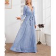 thumbnail image 2 of PENGXIANG Robe de Demoiselle d'Honneur à Sequins pour Femmes Manches Longues Col en V Ceinturée Robe Maxi Pailletée Robes de Soirée, 2 of 4