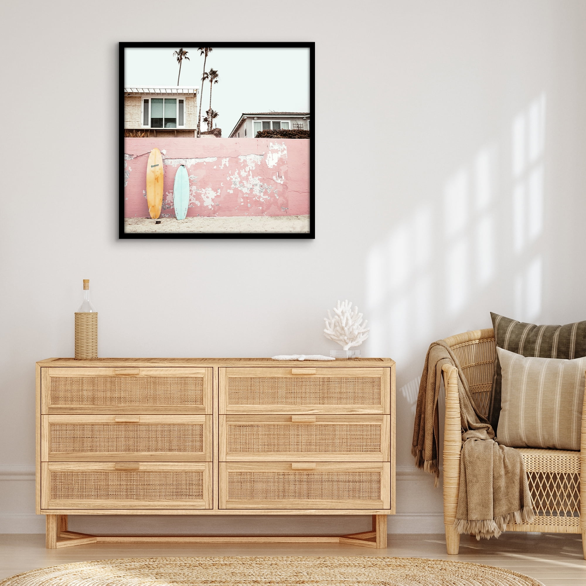 Americanflat 25x25 Picture Frame with Polished Plexiglass Streamline Collection Thin Border Square - Black