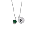 thumbnail image 2 of Delight Jewelry 12mm Faceted Green Glass Spinner Silvertone Script Initial Disc - Q - Charm Necklace, 20"+3", 2 of 4