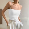 thumbnail image 2 of SHTXOZHI Cami Tank Tops for Women Stretch Straight Neckline Tops Solid Color Layering Basic Tanks with Built in Bra, 2 of 6
