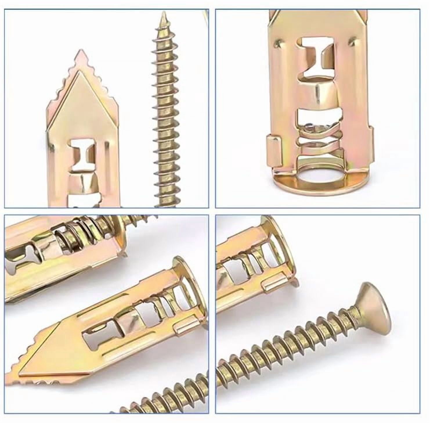 120pcs Self Drilling Drywall Anchors with Screws Kit, Zinc Plated Steel Ancors and Screws for Heavy Duty Cabinets, Shelves, Furniture, No Need to Drill Holes in Wall (3 Sizes)