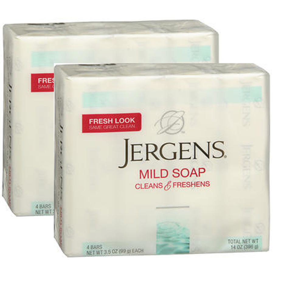 Jergens Mild Soap, 4 3.5 Ounce bars pack of 2