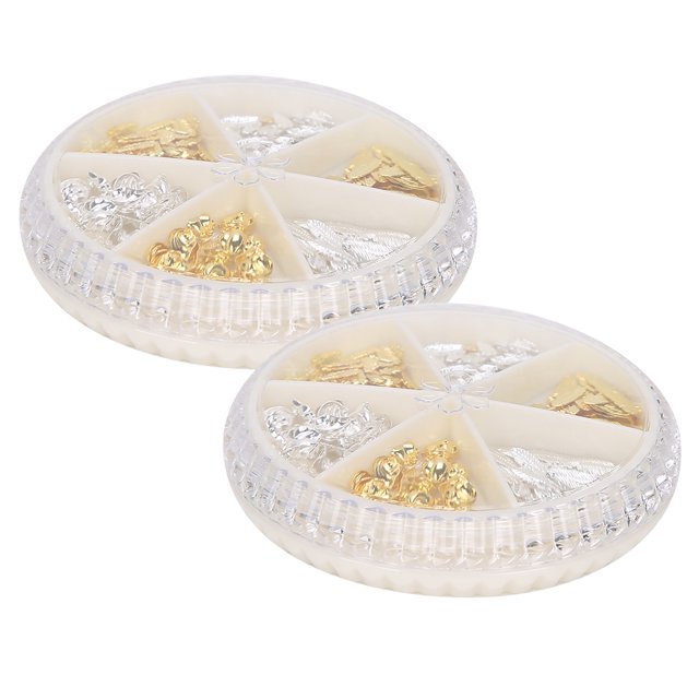 2 cajas de decoración elegante para uñas, adornos de Metal brillantes para uñas, herramienta de manicura DIY, luna dorada y plateada + hojas