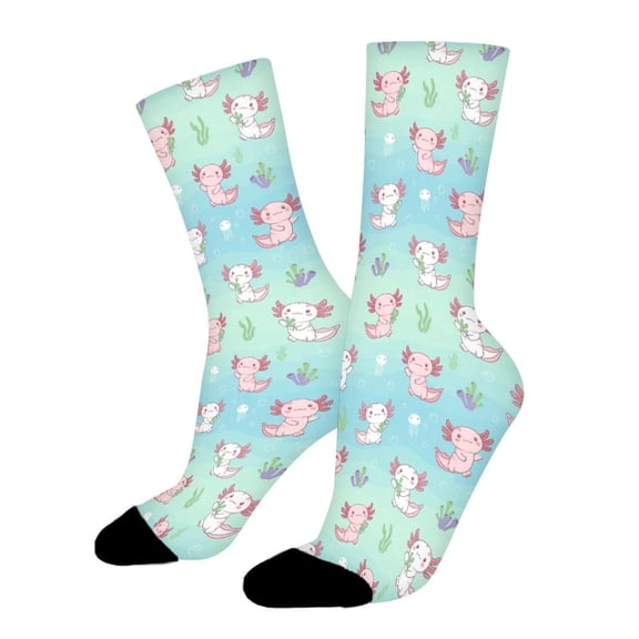Cute Axolotl Funny Novelty Crew Socks for Women Men Sports
