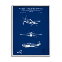 Stupell Industries Airplane Diagram Blueprint Chart Graphic Art Gray Framed Art Print Wall Art, Design by Karl Hronek