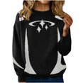 thumbnail image 3 of Sentmoon Chandail pour Femmes 2025 Vêtements pour Femmes Mode Automne Tendance Chandail Décontracté Surdimensionné Col Rond Manches Longues pour Voyage et Commodité Compacte Noir m, 3 of 7