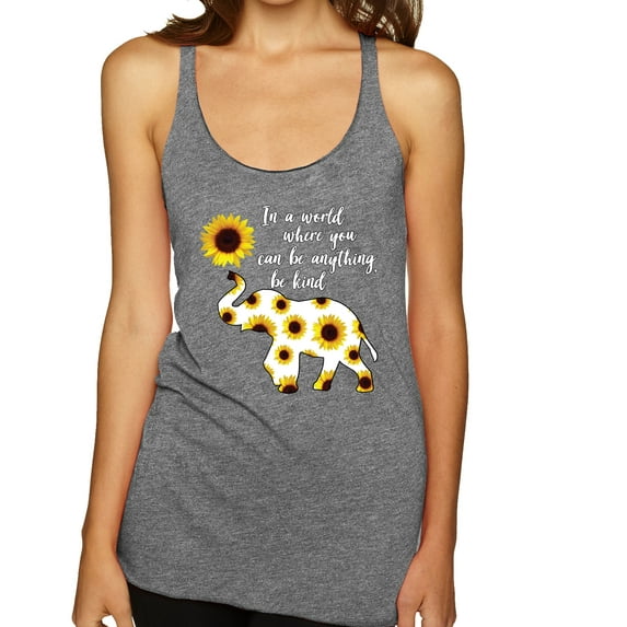 In A World Where You Can Be Anything Be Kind Inspirational/Christian Tri-Blend Racerback Tank Top, Premium Heather, Small