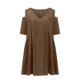 thumbnail image 4 of Puntoco Minifalda De Verano De Color Sólido Suelto Informal Para Mujer, Jersey, Falda De Girasol, Falda De Playa Con Bolsillo, Vestido Plisado Con Hombros Descubiertos, Marrón L, 4 of 6