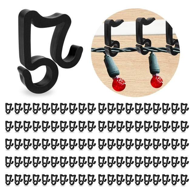 100PCS Light Clips Outdoor Hang Gutter Hooks for Decoration String