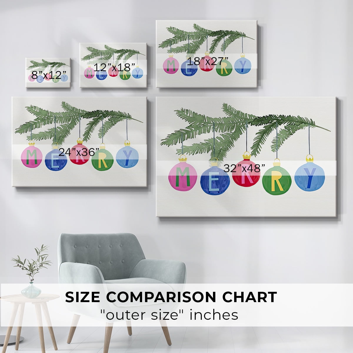 Colorful Christmas Collection A- Gallery Wrapped Canvas