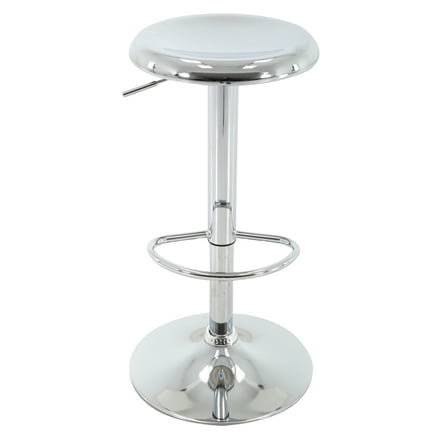 Brage Living Adjustable Bar Stool, Swivel Round Metal Airlift Barstool, Backless Counter Height Bar Chair for Kitchen Dining Room Pub Cafe (Chrome)