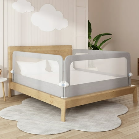 71 Bed Rails for Toddlers Full-Size Queen & King Side Bed Guard Universal Bed Rail Gray