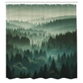 thumbnail image 4 of Ambesonne Dark Green Shower Curtain, Foggy Forest Panorama, 69"Wx84"L, Teal and Evergreen, 4 of 4