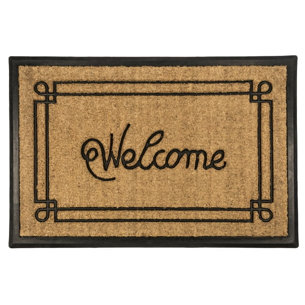 Entryways Coir Doormat W Backing 18 X 47 Natural Coir And Black Walmart Com Walmart Com