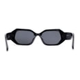 thumbnail image 4 of Womens Angular Bevel Narrow Clout Mod Plastic Sunglasses All Black, 4 of 4