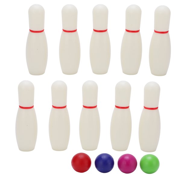 Juego de bolos de 10 pines y 4 bolas, ideal para el aprendizaje temprano, minijuego de bolos divertido para interiores y exteriores para niños
