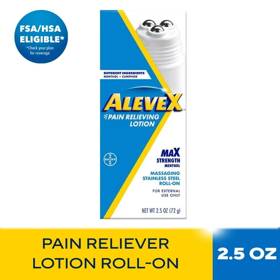 AleveX Pain Relieving Lotion with Rollerball Applicator Topical Pain Reliever, 2.5oz