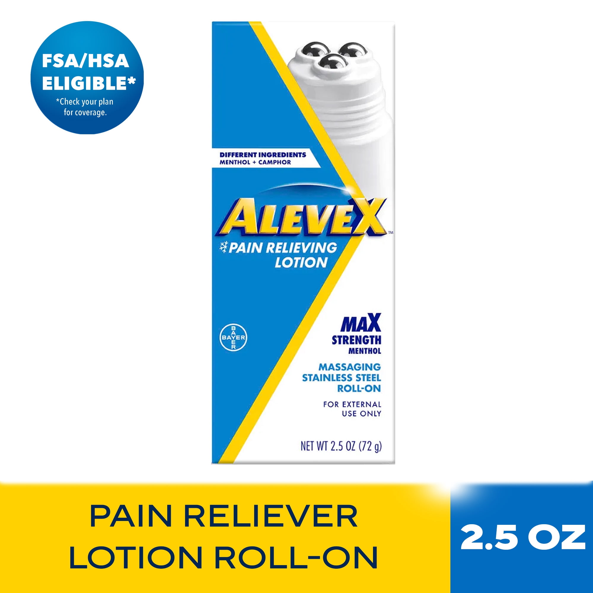 AleveX Pain Relieving Lotion with Rollerball Applicator Topical Pain Reliever, 2.5oz
