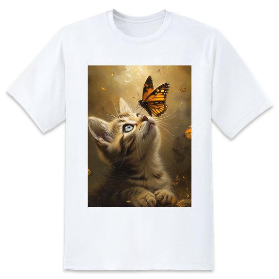 Basic Oversize Tees For WomenCat Loose Boyfriend Shirts Casual Blouse round neck