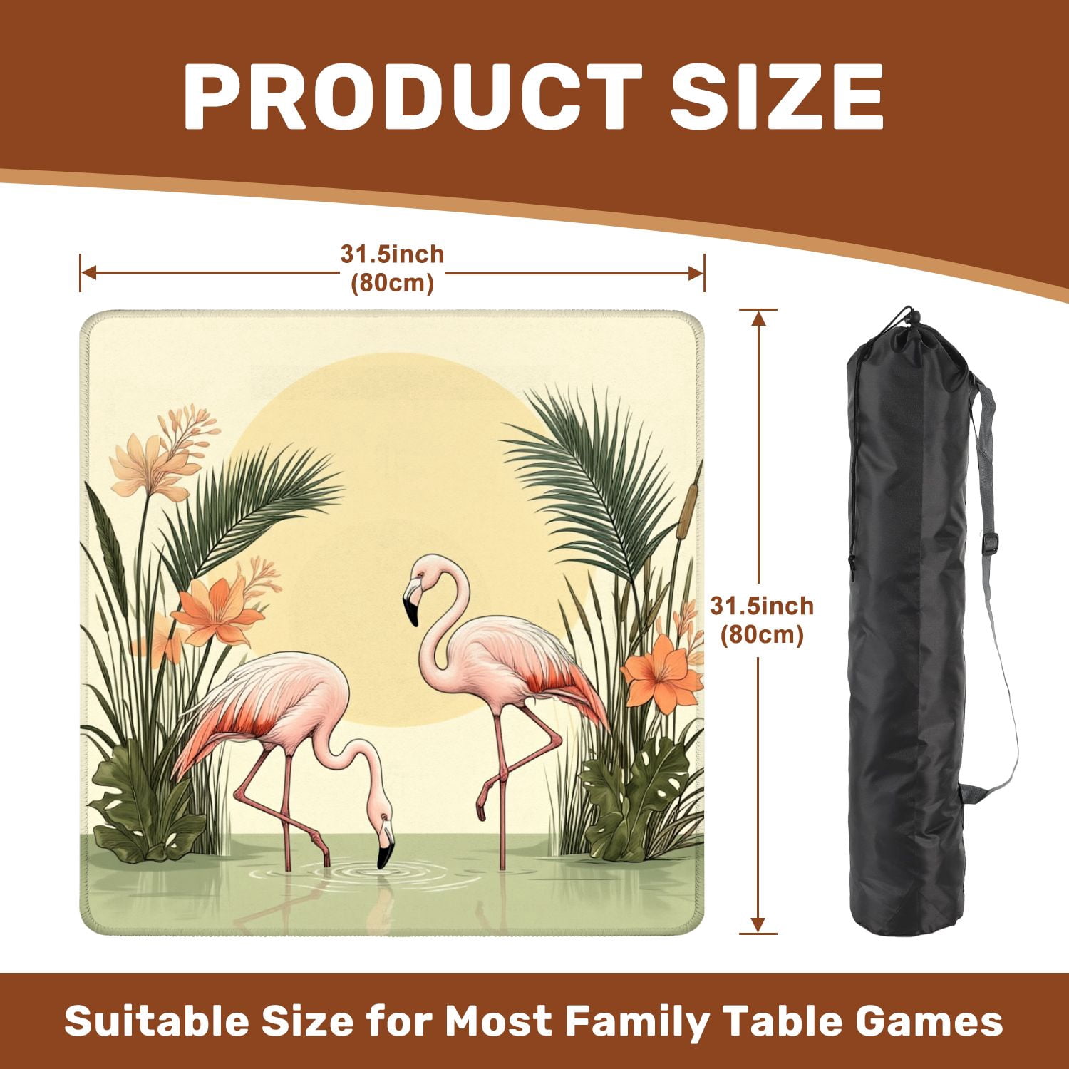 Mahjong Mat 31.5" x 31.5" Elegant Tropical Botanical Soft Pastel Sun Non-Slip Noise Reduction American Mahjong Tiles Table Cover for Dominoes Poker Card Board Games Gift