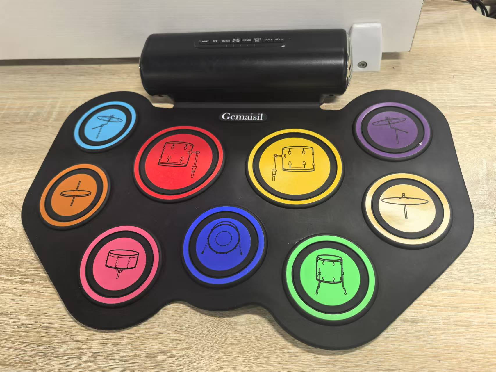 Gemaisil Drum Set, 9 Pads Roll-up Drum Practice Pad, Portable Drum Pad Machine Built-in Speaker with Headphone Jack, Great Christmas & Birthday Gift for Kids